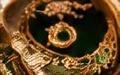 Gold jewellery on green velvet